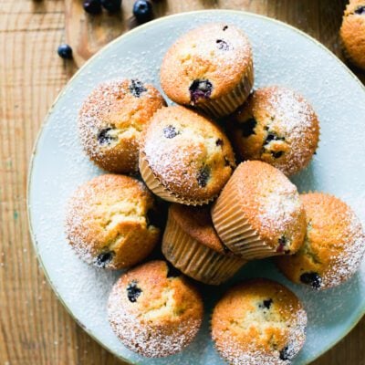 Moist Sourdough Blueberry Muffins {Overnight Option}