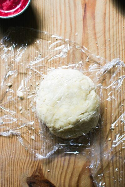 Wrapped disc of sourdough galette dough