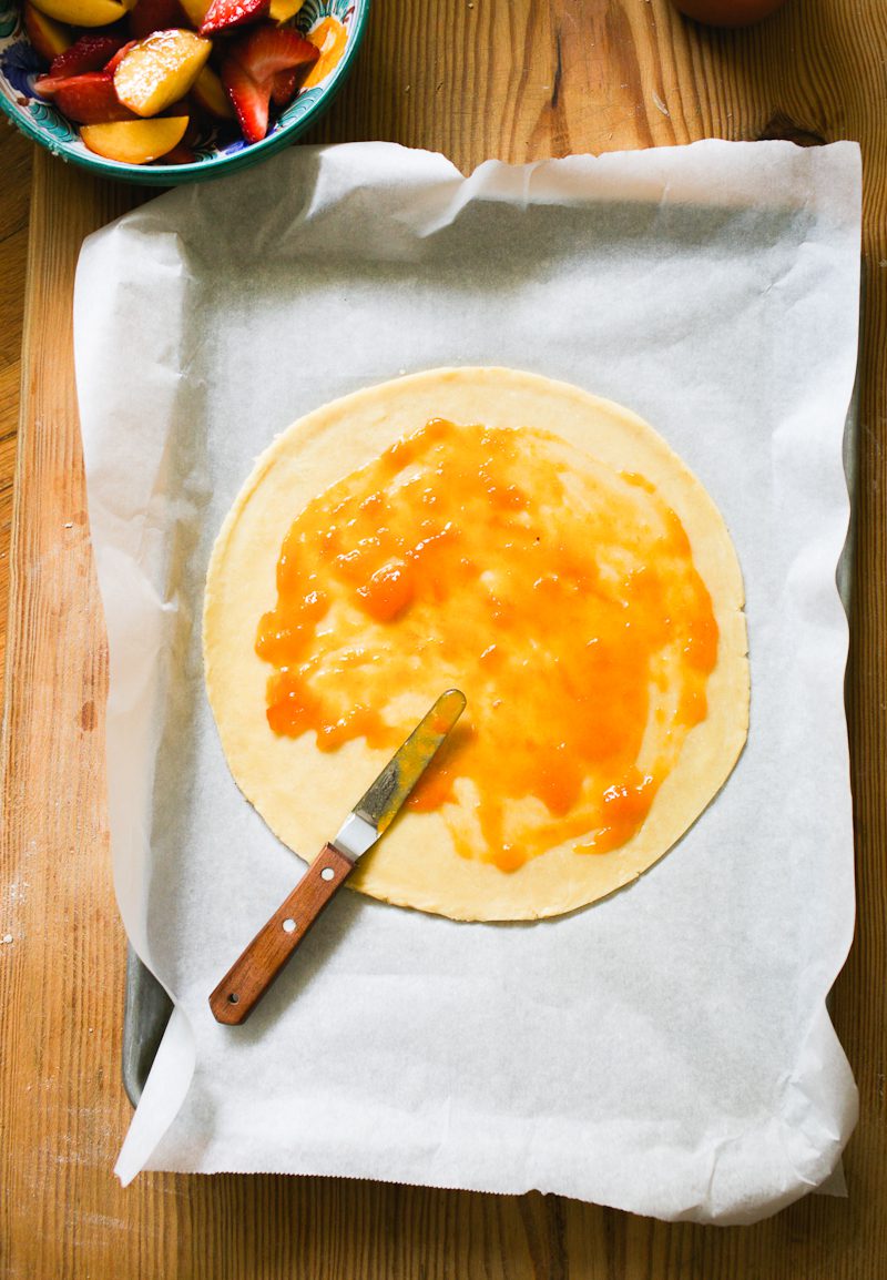 Rolled galette dough with apricot jam