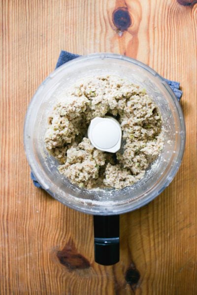 Ground pork meat filling (mixed in a food processor).