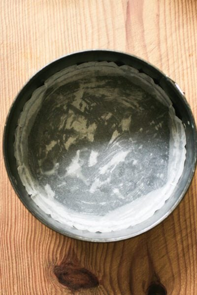 Buttered and lined 8-inch springform pan