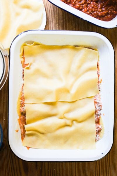 Layer of lasagna noodles