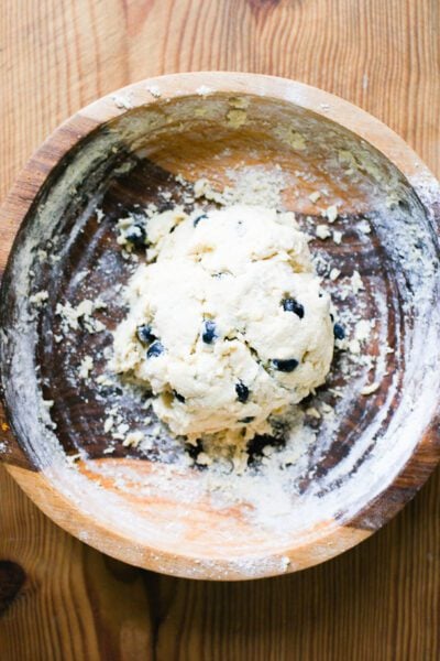 Finished ball of sourdough discard scone dough