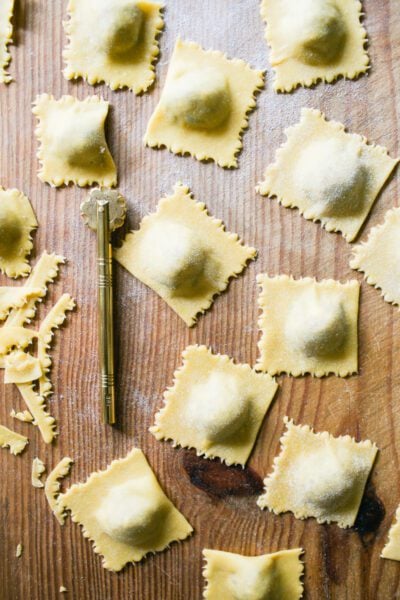Homemade mushroom ravioli