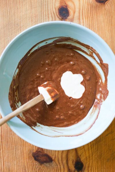 Melted chocolate mixture with sourdough starter