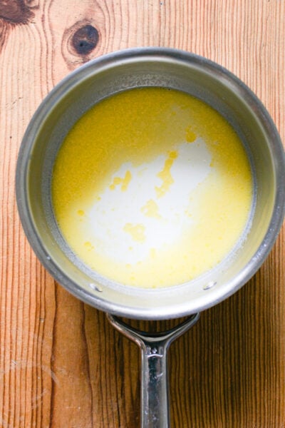 Melted butter in milk in a saucepan