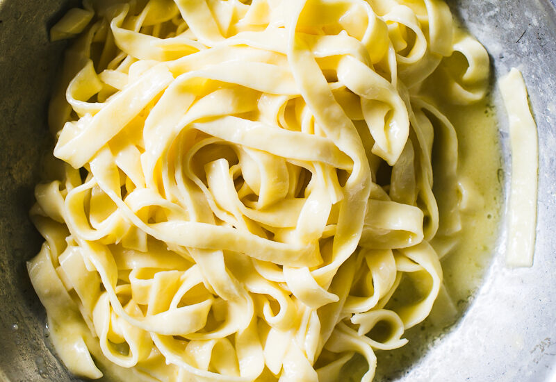 Real alfredo sauce with fresh homemade pasta