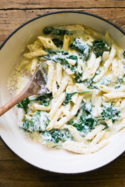 Ultra-quick lemon ricotta pasta with spinach